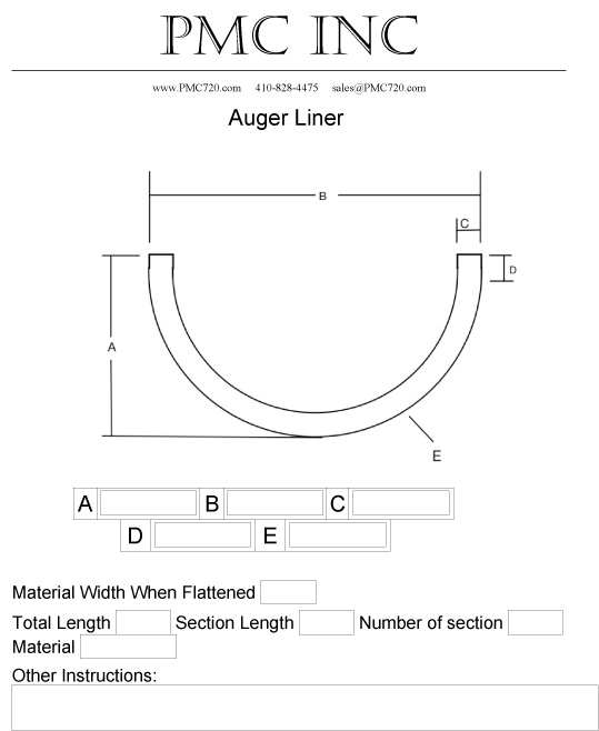 Auger Liner Worksheet